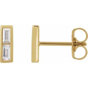 Ladies Natural Diamond Bar Earrings — 14K Yellow Gold