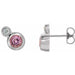 Ladies 5 mm Natural Pink Tourmaline Natural Diamond Earrings — 14K White Gold
