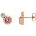 Ladies 5 mm Natural Pink Tourmaline Natural Diamond Earrings — 14K Rose Gold