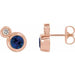 Ladies 5 mm Natural Blue Sapphire Natural Diamond Earrings — 14K Rose Gold