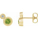 Ladies 5 mm Natural Peridot Natural Diamond Earrings — 14K Yellow Gold