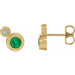 Ladies 5 mm Natural Emerald Natural Diamond Earrings — 14K Yellow Gold
