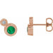 Ladies 5 mm Natural Emerald Natural Diamond Earrings — 14K Rose Gold