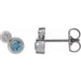 Ladies 5 mm Natural Aquamarine Natural Diamond Earrings — 14K White Gold