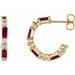 Ladies Natural Ruby Natural Diamond 17.2 mm Hoop Earrings (I1, G-H) — 14K Yellow Gold