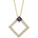 Ladies Natural Amethyst Natural Diamond Necklace (I1, G-H) — 14K Yellow Gold