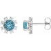 Ladies Natural Blue Zircon Natural Diamond Earrings — 14K White Gold