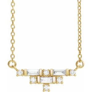 Ladies Natural Diamond Art Deco Necklace (SI2-SI3, GHI) — 14K Yellow Gold