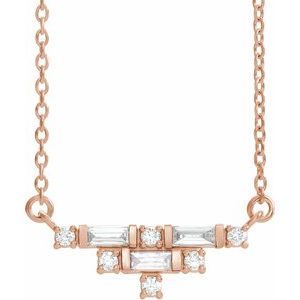 Ladies Natural Diamond Art Deco Necklace (SI2-SI3, GHI) — 14K Rose Gold