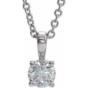 Ladies 3 mm Natural Diamond Necklace (I1, G-H) — 14K White Gold