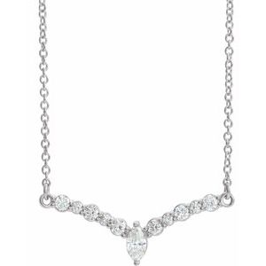 Ladies Natural Diamond V Necklace (I1, GHI) — Sterling Silver