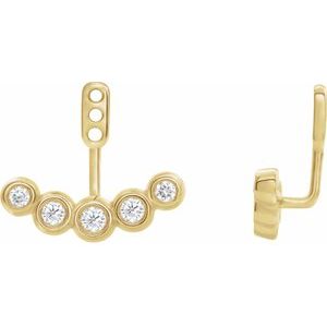 Ladies Diamond Curved Front-Back Earring Jackets — 14K Yellow Gold