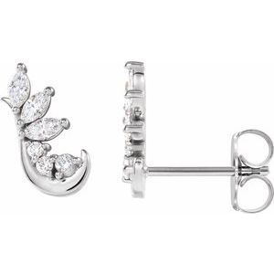Ladies Natural Diamond Earring Climbers — Sterling Silver