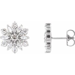 Ladies Natural Diamond Earrings — Sterling Silver