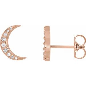 Ladies Natural Diamond Crescent Moon Single Earring — 14K Rose Gold