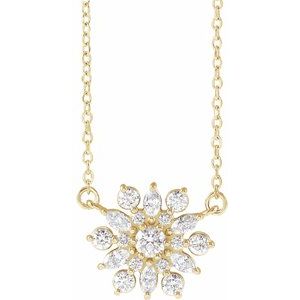Ladies Natural Diamond Vintage-Inspired Necklace (I1, Ghi) — 14K Yellow Gold