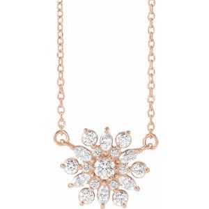 Ladies Natural Diamond Vintage-Inspired Necklace (I1, Ghi) — 14K Rose Gold