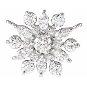 Ladies Natural Diamond Necklace Center (I1, Ghi) — 14K White Gold