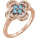 Ladies Natural Aquamarine Natural Diamond Ring (I1, G-H) — 14K Rose Gold