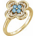 Ladies Natural Aquamarine Natural Diamond Ring (I1, G-H) — 14K Yellow Gold