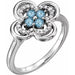 Ladies Natural Aquamarine Natural Diamond Ring (I1, G-H) — 14K White Gold