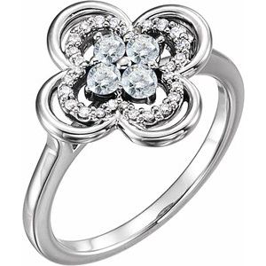 Ladies Natural Diamond Ring (I1, G-H) — 14K White Gold