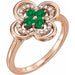 Ladies Natural Emerald Natural Diamond Ring (I1, G-H) — 14K Rose Gold
