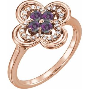 Ladies Natural Alexandrite Natural Diamond Ring (I1, G-H) — 14K Rose Gold