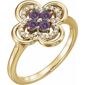 Ladies Natural Alexandrite Natural Diamond Ring (I1, G-H) — 14K Yellow Gold
