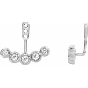 Ladies Diamond Curved Front-Back Earring Jackets — Sterling Silver