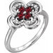 Ladies Natural Ruby Natural Diamond Ring (I1, G-H) — 14K White Gold