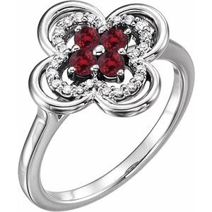 Ladies Natural Ruby Natural Diamond Ring (SI2-SI3, G-H) — Platinum