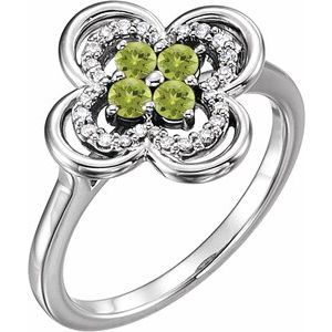 Ladies Natural Peridot Natural Diamond Ring (SI2-SI3, G-H) — Platinum