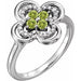 Ladies Natural Peridot Natural Diamond Ring (I1, G-H) — 14K White Gold
