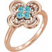 Ladies Natural Blue Zircon Natural Diamond Ring (I1, G-H) — 14K Rose Gold