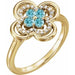 Ladies Natural Blue Zircon Natural Diamond Ring (I1, G-H) — 14K Yellow Gold