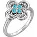 Ladies Natural Blue Zircon Natural Diamond Ring (I1, G-H) — 14K White Gold