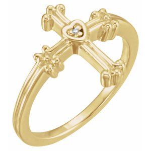 Ladies Natural Diamond Cross Ring (SI1, G-H) — 14K Yellow Gold