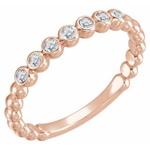 Ladies Natural Diamond Stackable Ring (I1, G-H) — 14K Rose Gold