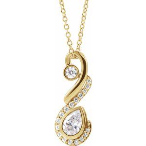 Ladies Natural Diamond Freeform Necklace (Si2-Si3, Ghi, G-H) — 14K Yellow Gold
