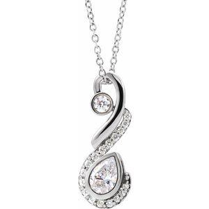 Ladies Natural Diamond Freeform Necklace (Si2-Si3, Ghi, G-H) — Sterling Silver