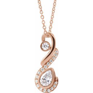 Ladies Natural Diamond Freeform Necklace (Si2-Si3, Ghi, G-H) — 14K Rose Gold