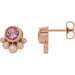 Ladies Natural Pink Tourmaline Natural Diamond Earrings — 14K Rose Gold