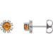 Ladies Natural Citrine Natural Diamond Earrings — Sterling Silver