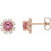 Ladies Natural Pink Tourmaline Natural Diamond Earrings — 14K Rose Gold
