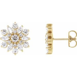 Ladies Natural Diamond Earrings — 14K Yellow Gold