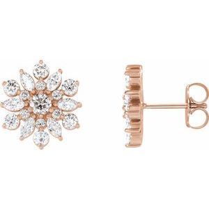 Ladies Natural Diamond Earrings — 14K Rose Gold