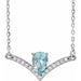 Ladies Natural Aquamarine Natural Diamond Necklace (I1, G-H) — Sterling Silver