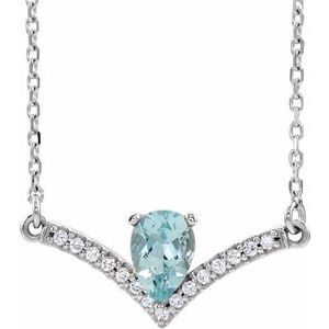 Ladies Natural Aquamarine Natural Diamond Necklace (Si2-Si3, G-H) — Platinum