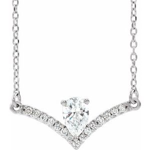 Ladies Natural White Sapphire Natural Diamond Necklace (I1, G-H) — Sterling Silver